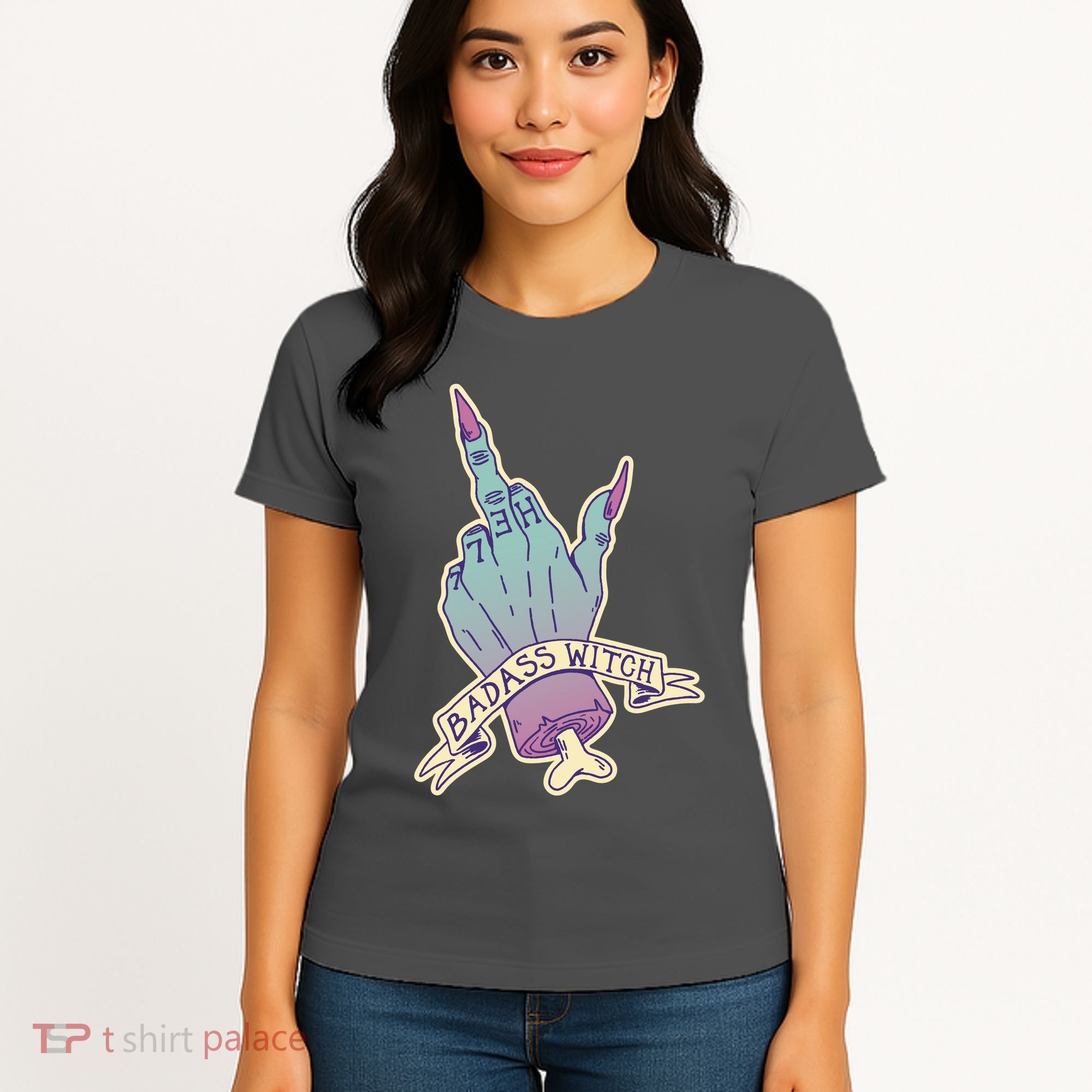 Badass Witch Middle Finger Women's T-Shirt
