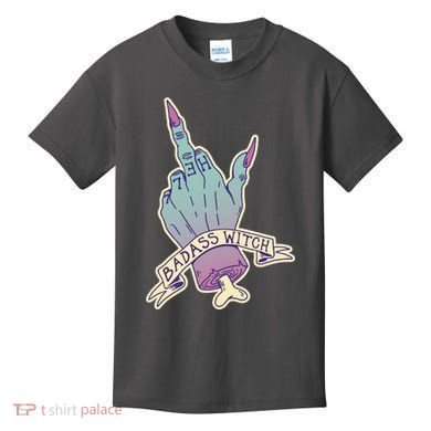Badass Witch Middle Finger Kids T-Shirt