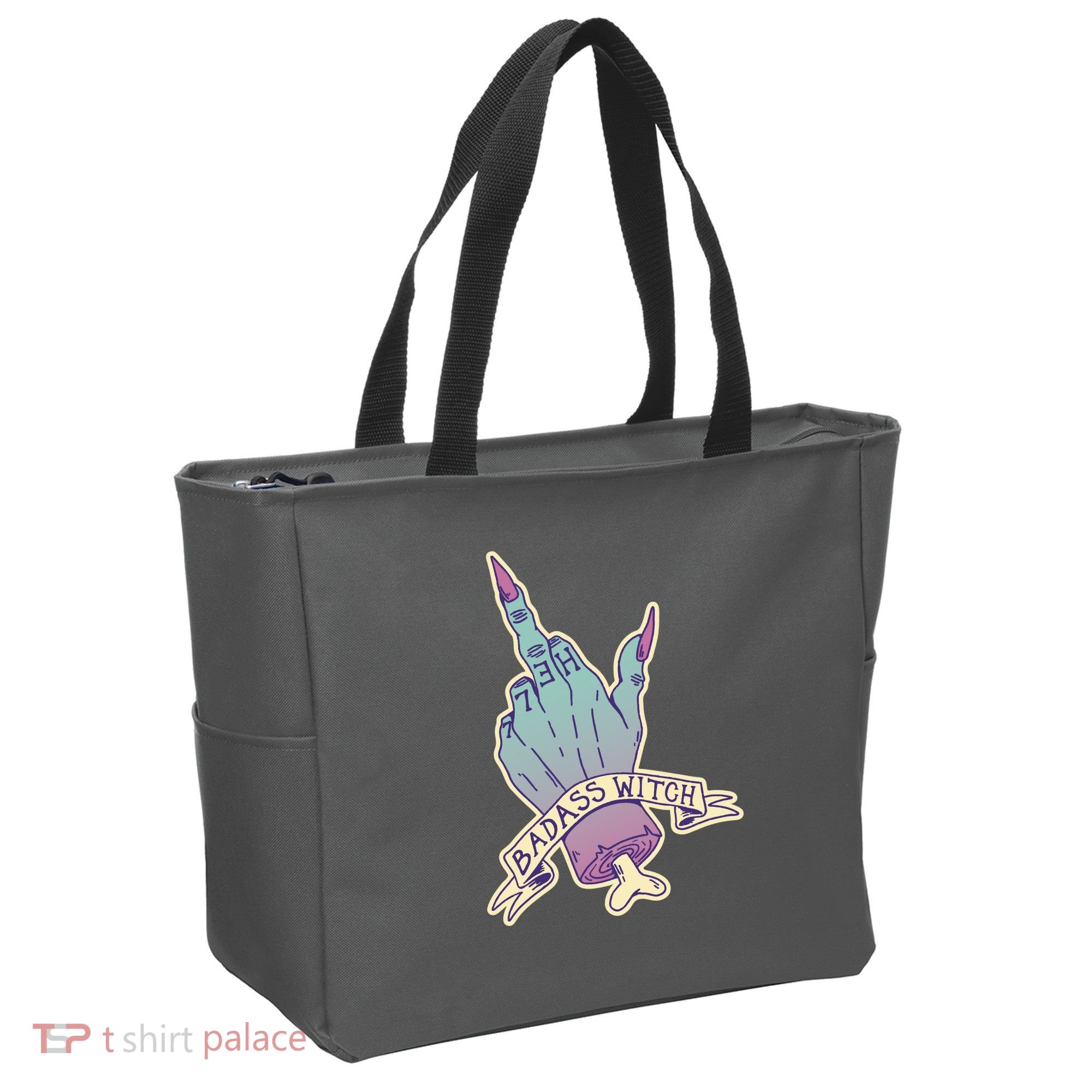 Badass Witch Middle Finger Tote Bag
