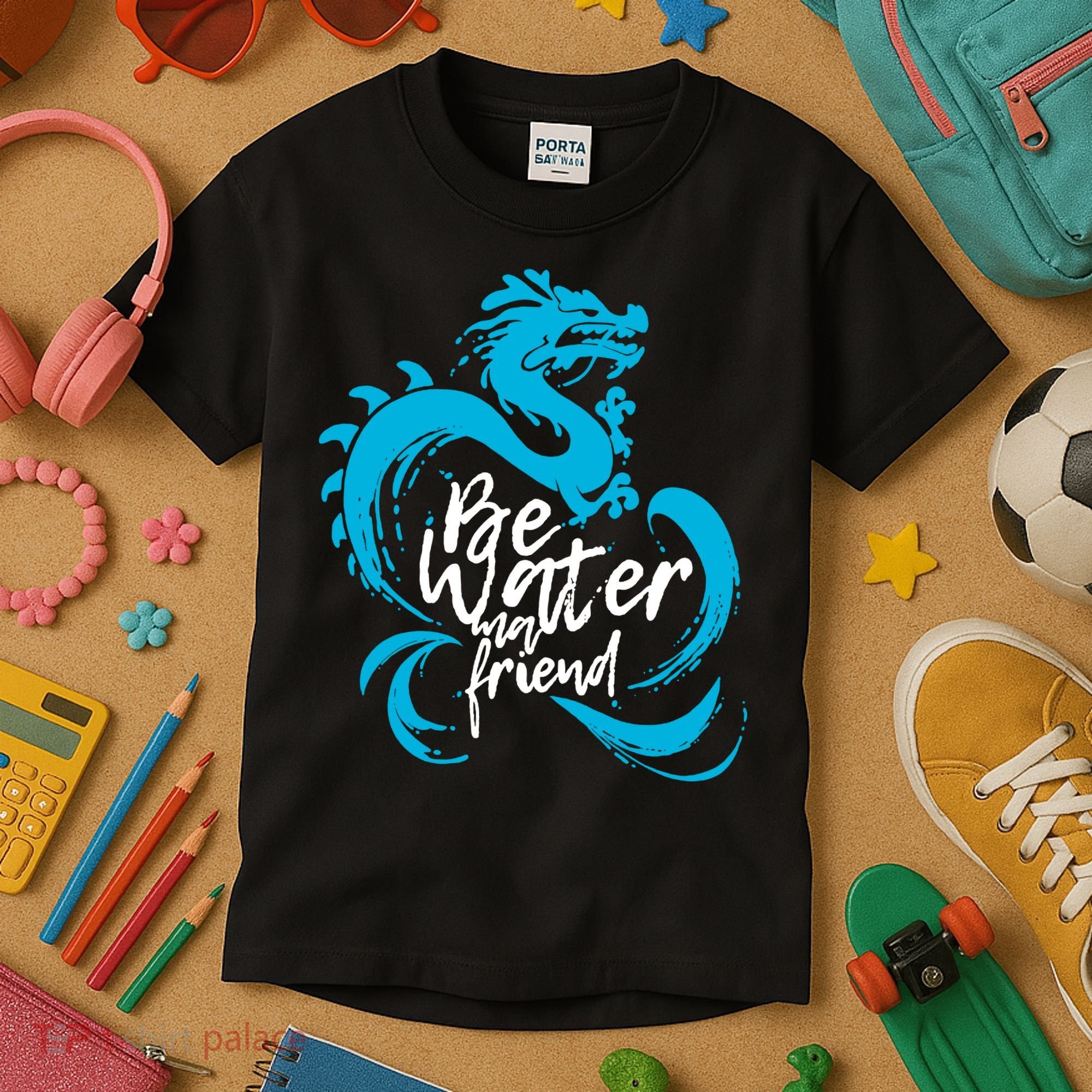 Be Water My Friend Water Dragon Kids T-Shirt