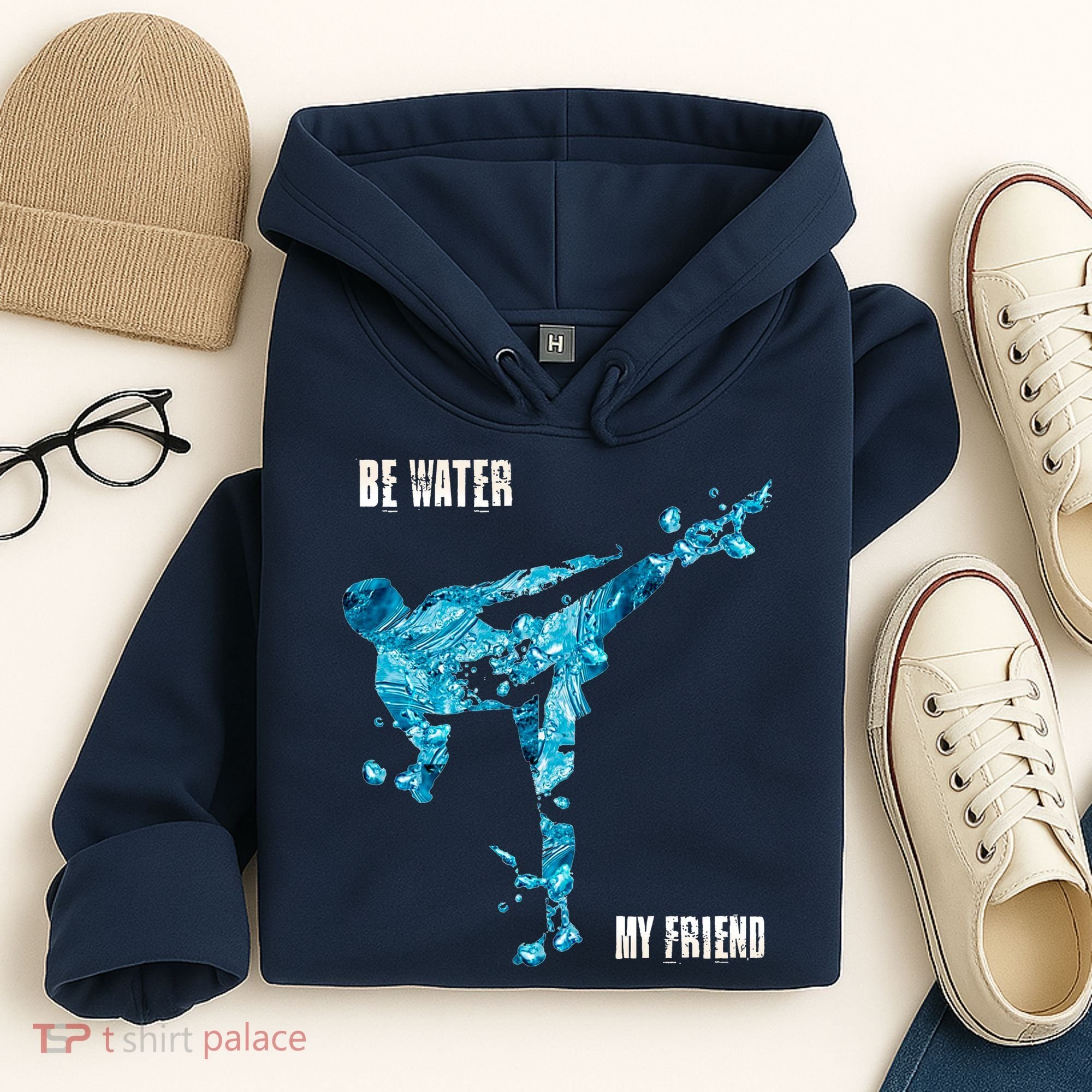 Be Water My Friend Ripple Quote Hoodie