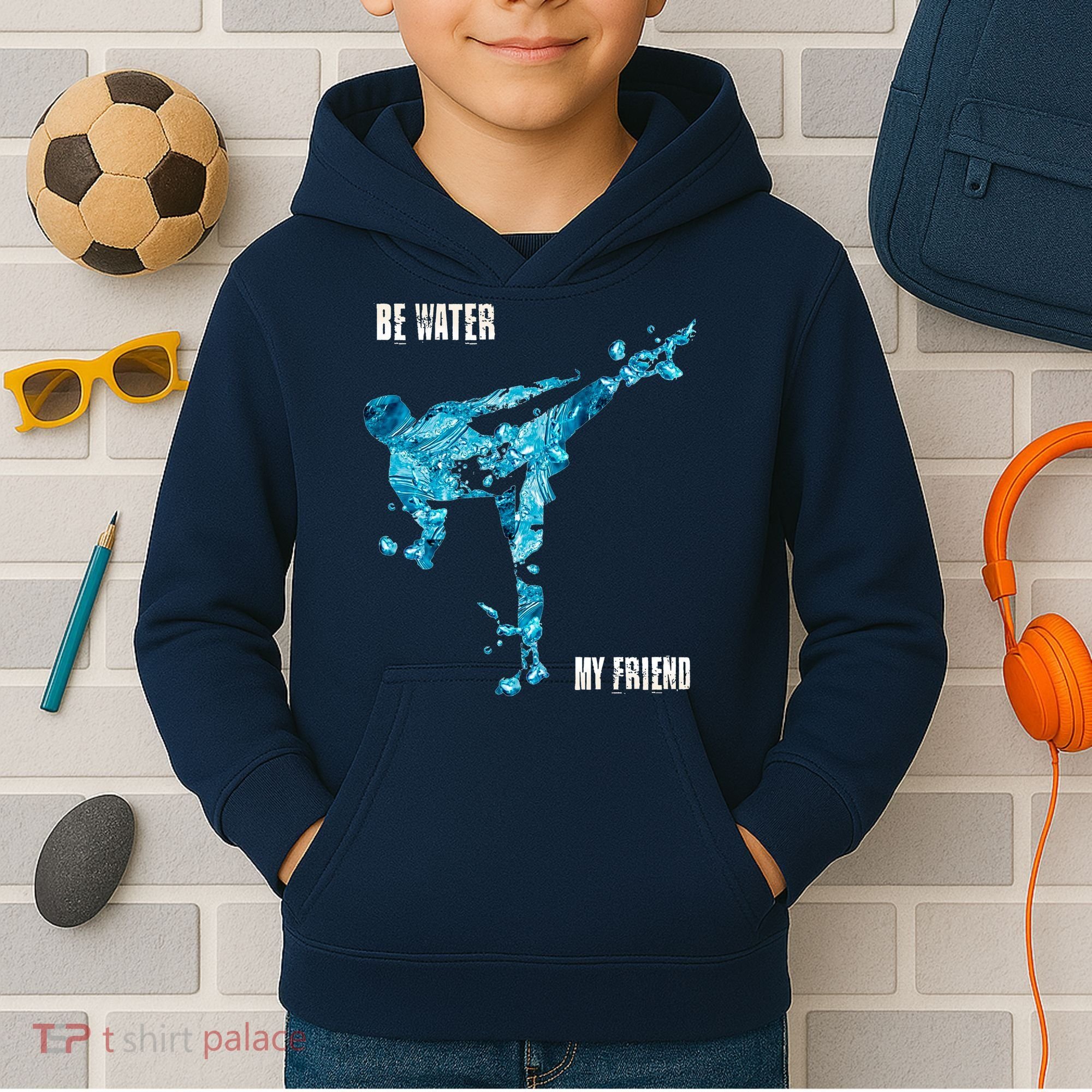 Be Water My Friend Ripple Quote Kids Hoodie