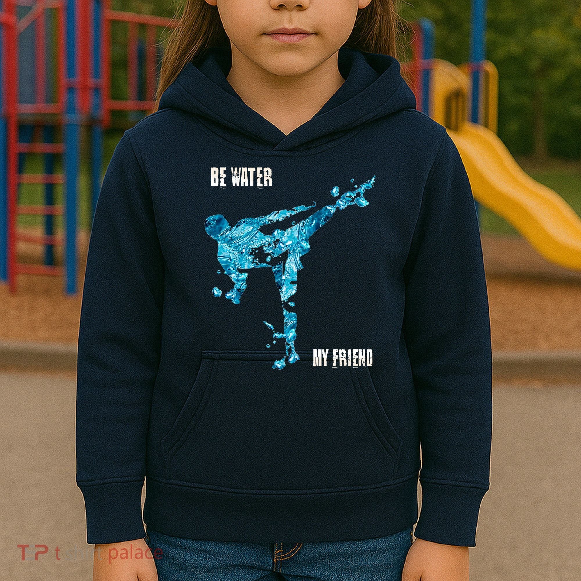 Be Water My Friend Ripple Quote Kids Hoodie