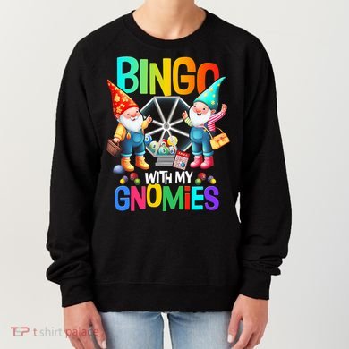 Bingo With My Gnomies Fun Bingo Gnome Squad Merry Christmas Women's Sweatshirt