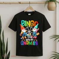 Bingo With My Gnomies Fun Bingo Gnome Squad Merry Christmas T-Shirt thumb 2