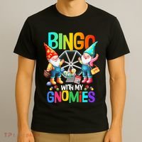 Bingo With My Gnomies Fun Bingo Gnome Squad Merry Christmas T-Shirt thumb 3