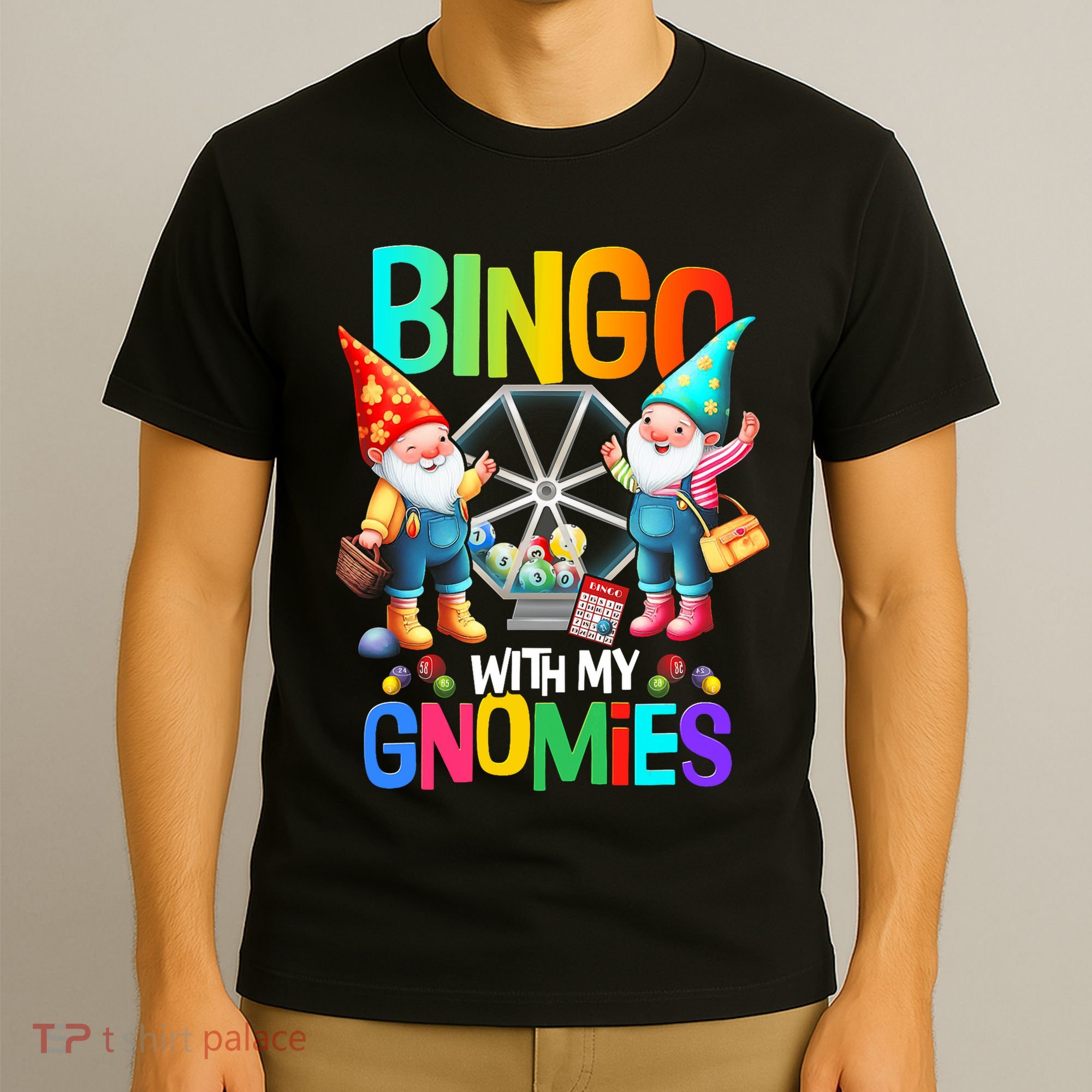 Bingo With My Gnomies Fun Bingo Gnome Squad Merry Christmas T-Shirt
