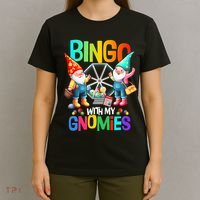 Bingo With My Gnomies Fun Bingo Gnome Squad Merry Christmas T-Shirt thumb 4