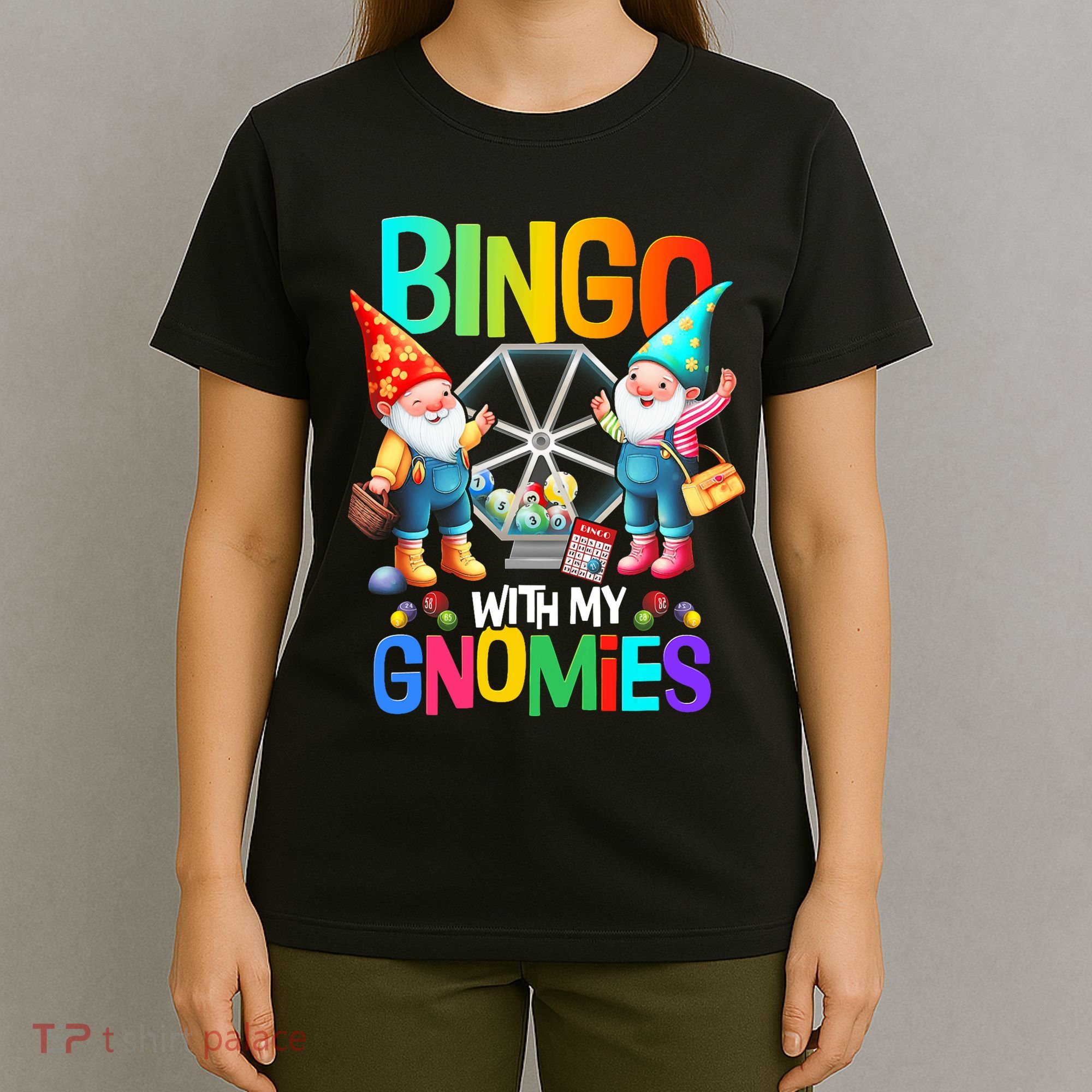 Bingo With My Gnomies Fun Bingo Gnome Squad Merry Christmas T-Shirt