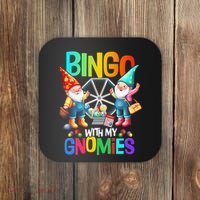 Bingo With My Gnomies Fun Bingo Gnome Squad Merry Christmas Coaster thumb 0