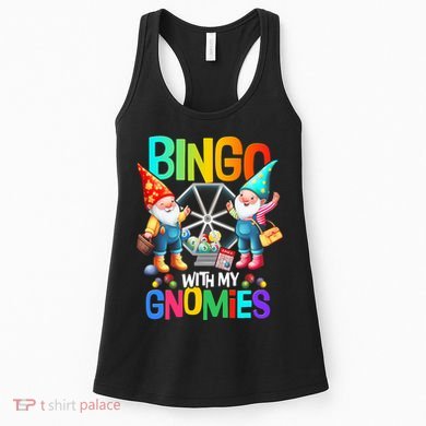 Bingo With My Gnomies Fun Bingo Gnome Squad Merry Christmas Women's Tank Top