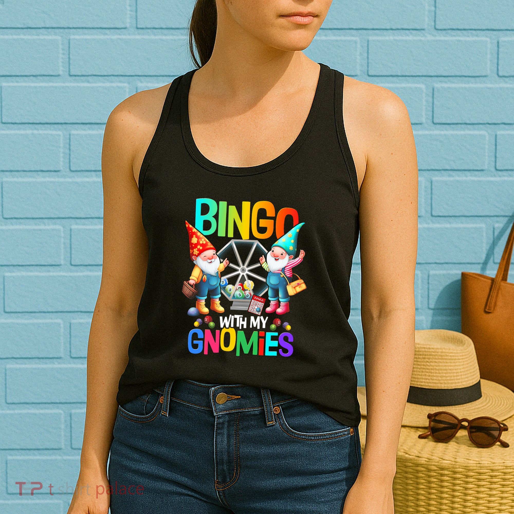 Bingo With My Gnomies Fun Bingo Gnome Squad Merry Christmas Women's Tank Top