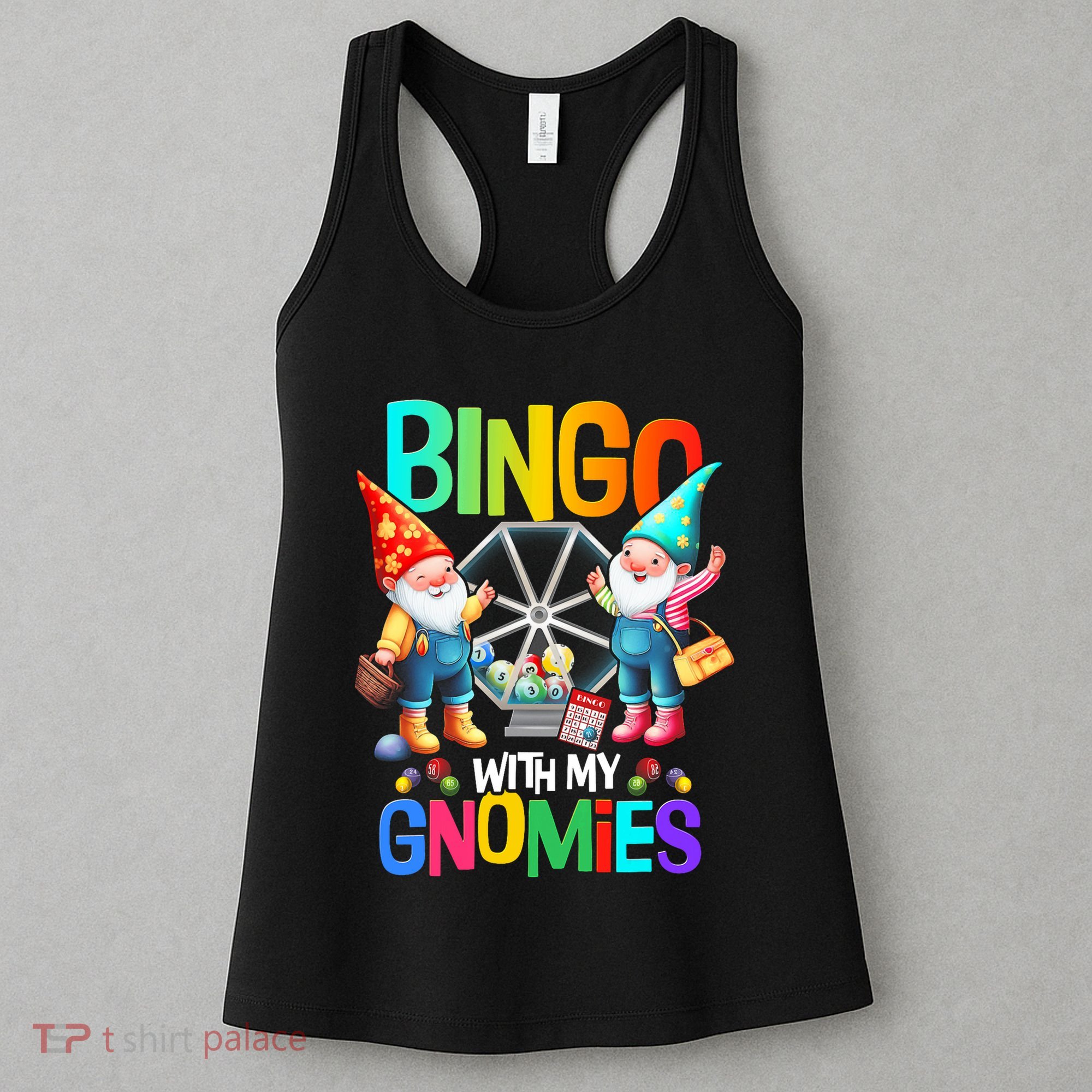 Bingo With My Gnomies Fun Bingo Gnome Squad Merry Christmas Women's Tank Top