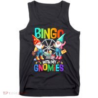 Bingo With My Gnomies Fun Bingo Gnome Squad Merry Christmas Tank Top thumb 0