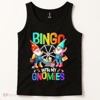 Bingo With My Gnomies Fun Bingo Gnome Squad Merry Christmas Tank Top thumb 2