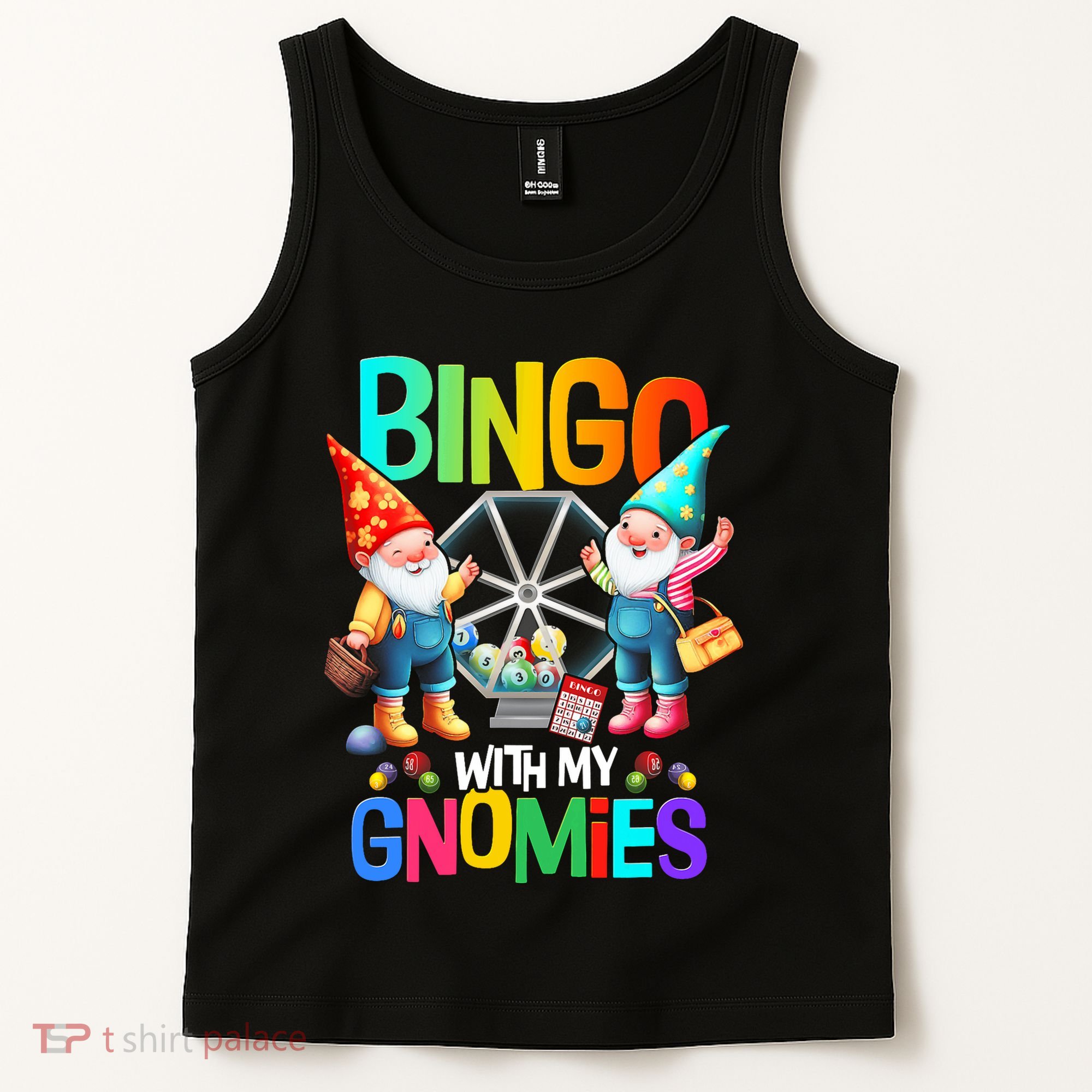 Bingo With My Gnomies Fun Bingo Gnome Squad Merry Christmas Tank Top