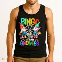 Bingo With My Gnomies Fun Bingo Gnome Squad Merry Christmas Tank Top thumb 3
