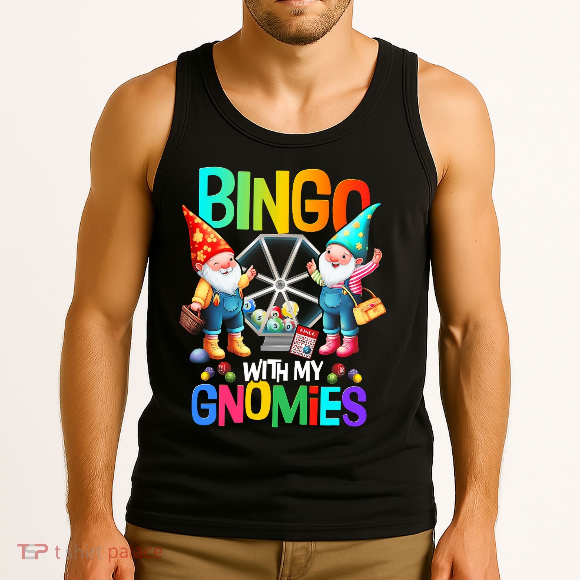 Bingo With My Gnomies Fun Bingo Gnome Squad Merry Christmas Tank Top