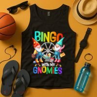 Bingo With My Gnomies Fun Bingo Gnome Squad Merry Christmas Tank Top thumb 4