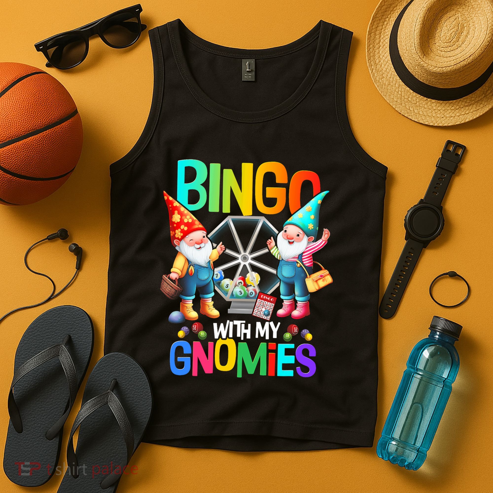 Bingo With My Gnomies Fun Bingo Gnome Squad Merry Christmas Tank Top