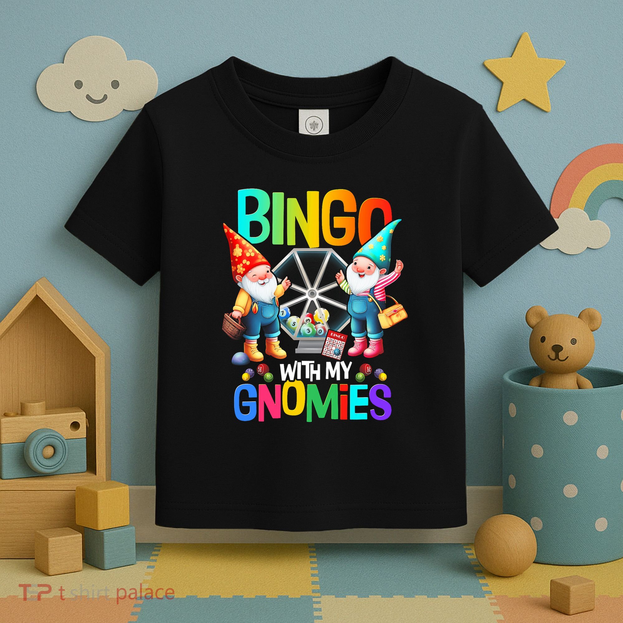 Bingo With My Gnomies Fun Bingo Gnome Squad Merry Christmas Toddler T-Shirt
