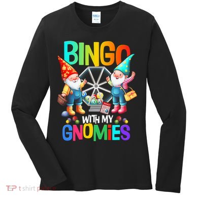 Bingo With My Gnomies Fun Bingo Gnome Squad Merry Christmas Women's Long Sleeve Shirt