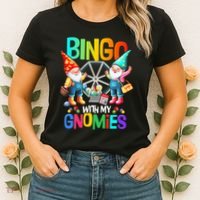 Bingo With My Gnomies Fun Bingo Gnome Squad Merry Christmas Women's T-Shirt thumb 2