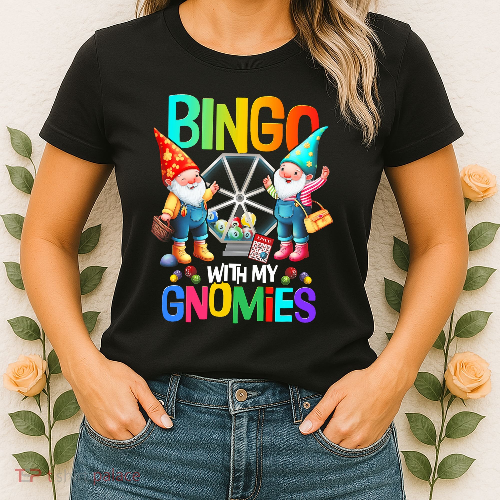 Bingo With My Gnomies Fun Bingo Gnome Squad Merry Christmas Women's T-Shirt