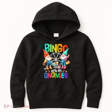 Bingo With My Gnomies Fun Bingo Gnome Squad Merry Christmas Kids Hoodie