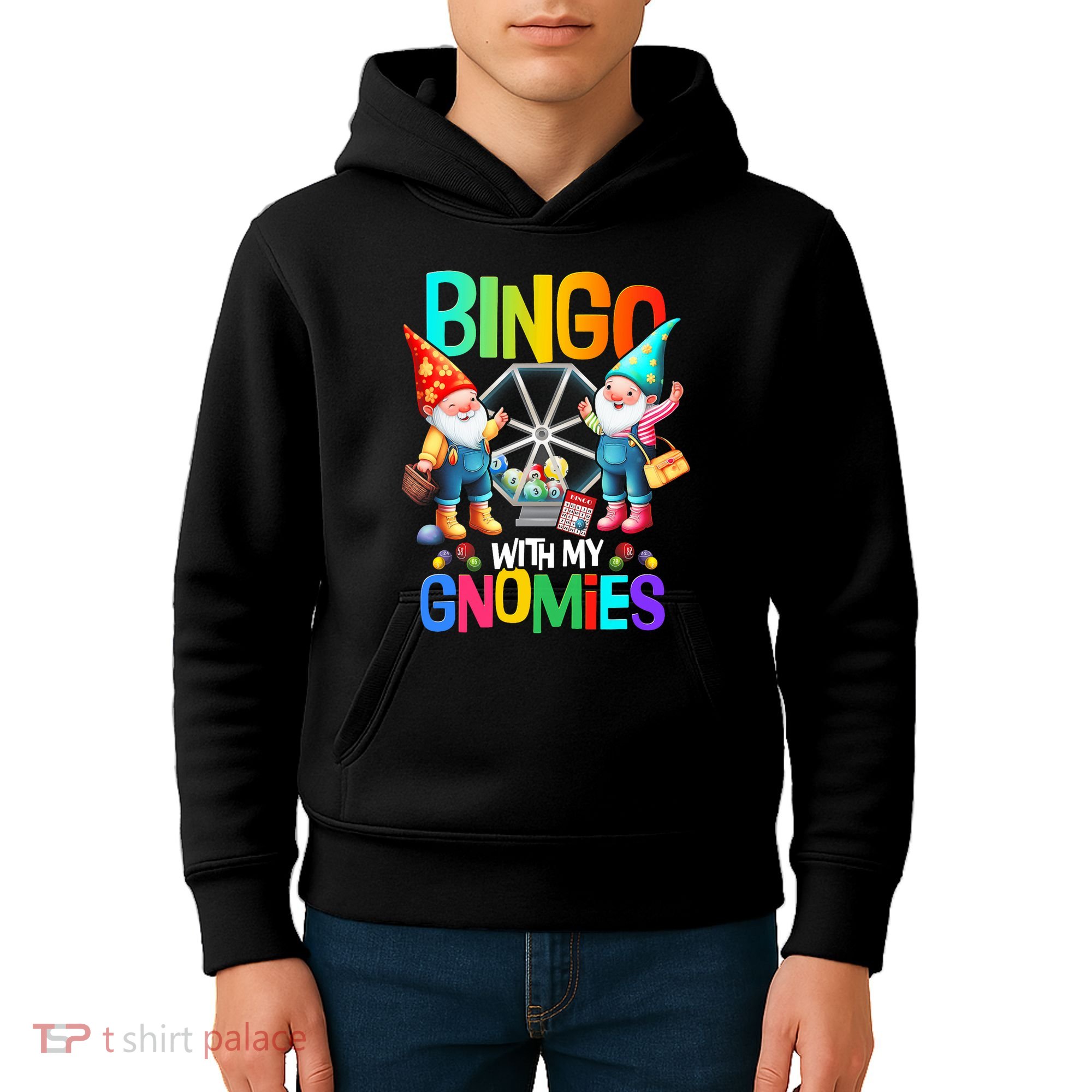 Bingo With My Gnomies Fun Bingo Gnome Squad Merry Christmas Kids Hoodie