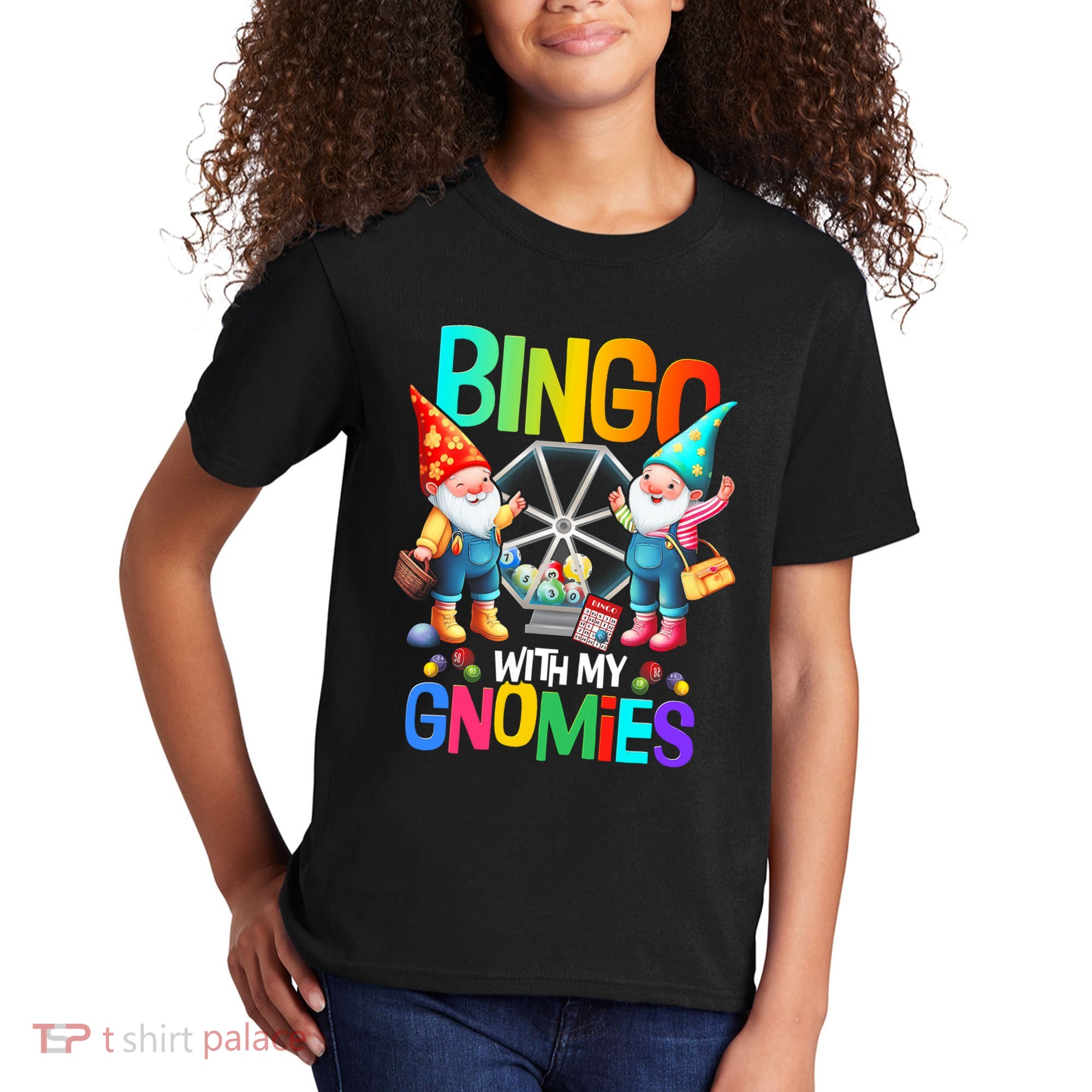 Bingo With My Gnomies Fun Bingo Gnome Squad Merry Christmas Kids T-Shirt