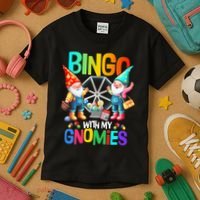 Bingo With My Gnomies Fun Bingo Gnome Squad Merry Christmas Kids T-Shirt thumb 3