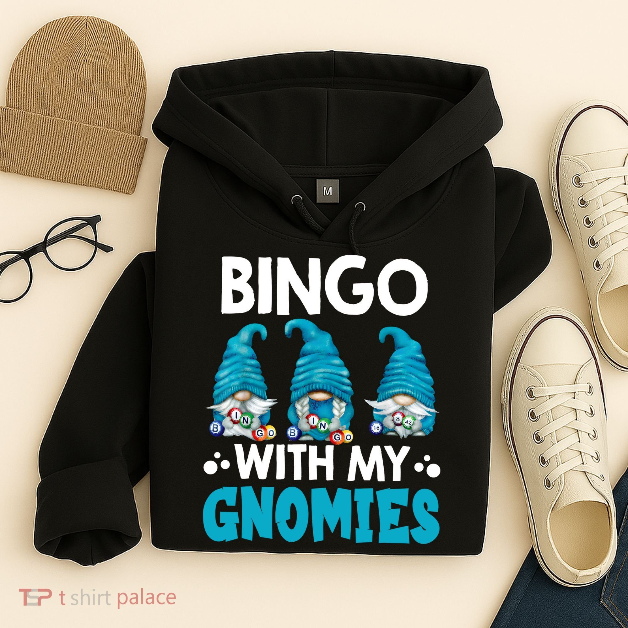 Bingo With My Gnomies Funny Bingo Gnome Hoodie