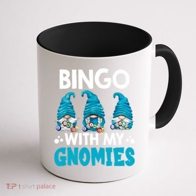 Bingo With My Gnomies Funny Bingo Gnome Coffee Mug back