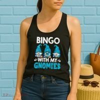 Bingo With My Gnomies Funny Bingo Gnome Women's Tank Top thumb 2