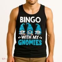 Bingo With My Gnomies Funny Bingo Gnome Tank Top thumb 3