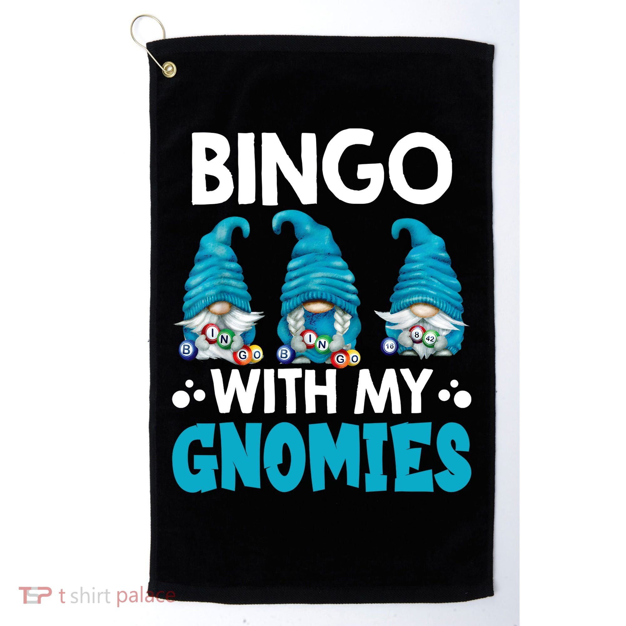 Bingo With My Gnomies Funny Bingo Gnome Golf Towel