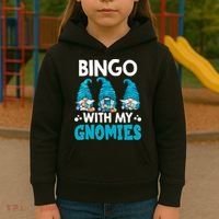 Bingo With My Gnomies Funny Bingo Gnome Kids Hoodie thumb 3