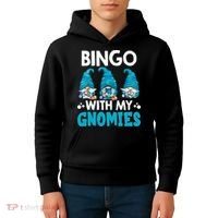 Bingo With My Gnomies Funny Bingo Gnome Kids Hoodie thumb 4