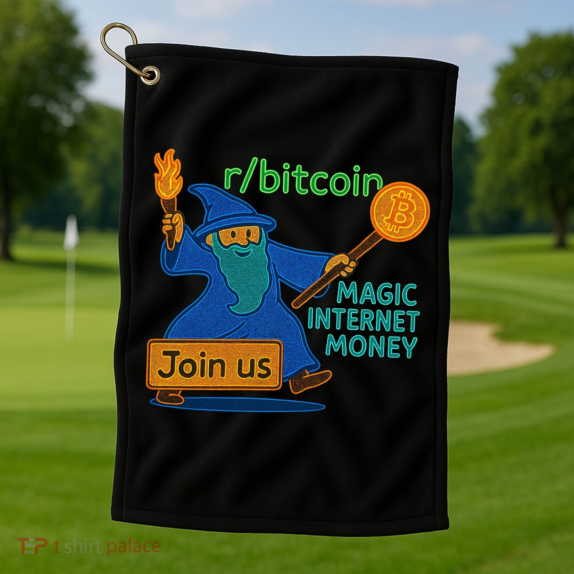 Bitcoin Wizard Magic Internet Money Golf Towel