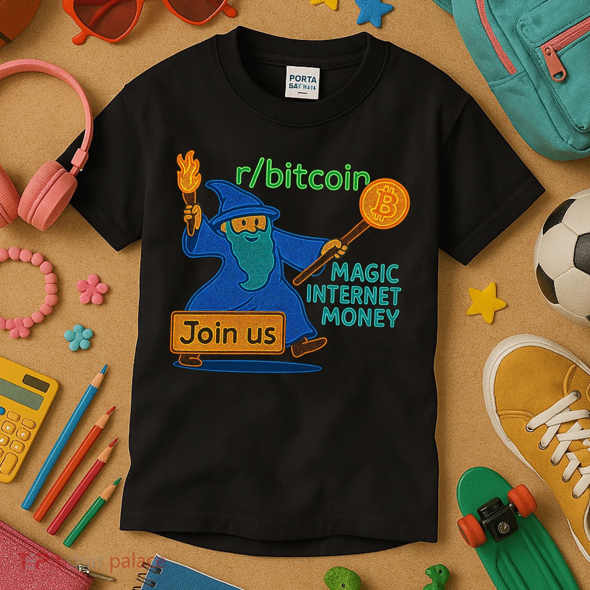 Bitcoin Wizard Magic Internet Money Kids T-Shirt