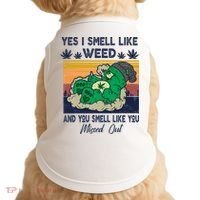 Bear Weed Marijuana 420 Smoker Yes I Smell Like Weed Doggie Tank thumb 0