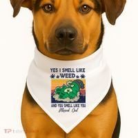 Bear Weed Marijuana 420 Smoker Yes I Smell Like Weed USA-Made Doggie Bandana thumb 1