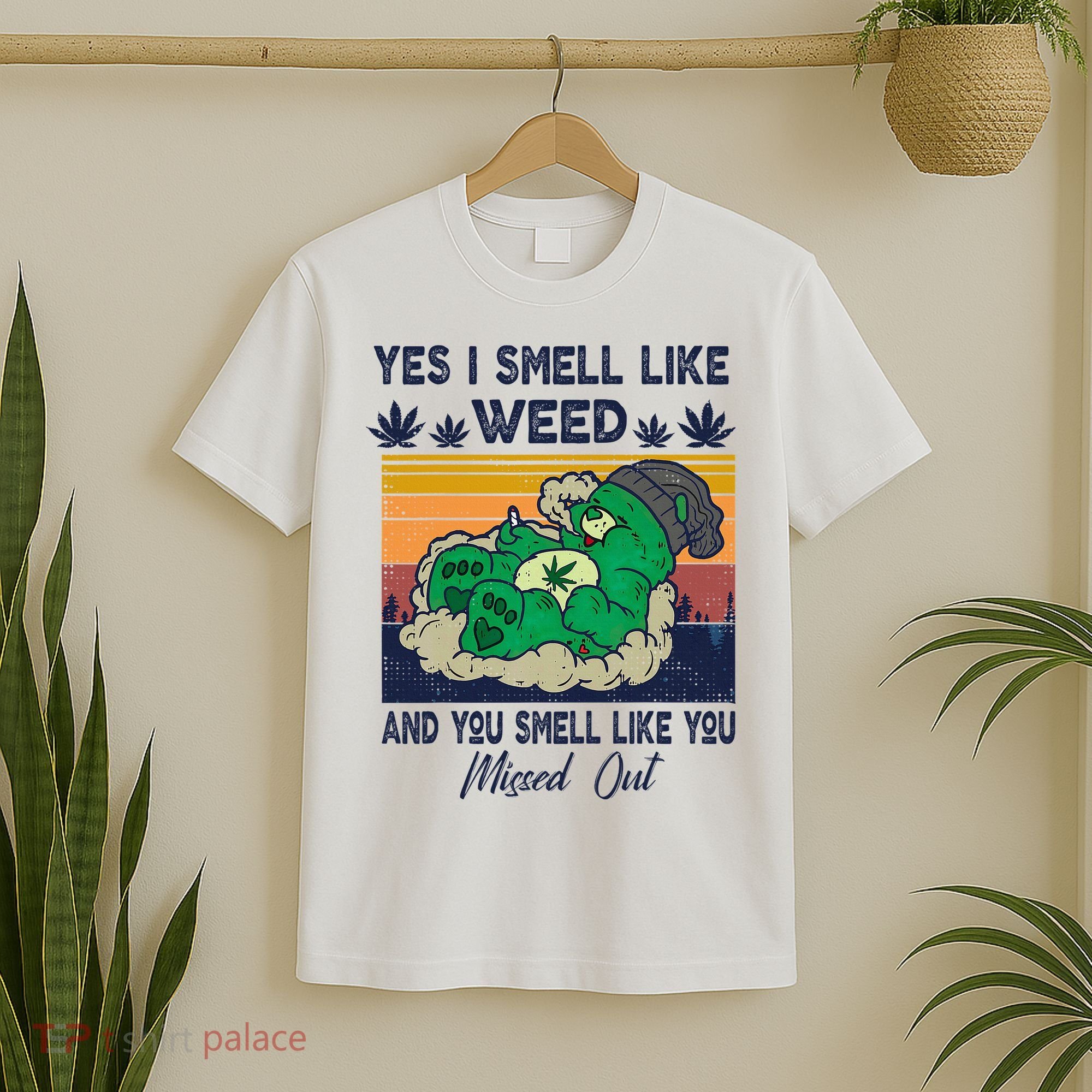 Bear Weed Marijuana 420 Smoker Yes I Smell Like Weed T-Shirt