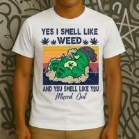 Bear Weed Marijuana 420 Smoker Yes I Smell Like Weed T-Shirt thumb 3