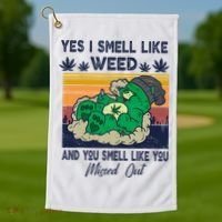 Bear Weed Marijuana 420 Smoker Yes I Smell Like Weed Golf Towel thumb 1