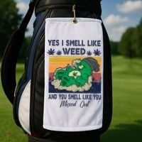 Bear Weed Marijuana 420 Smoker Yes I Smell Like Weed Golf Towel thumb 2