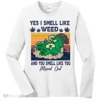 Bear Weed Marijuana 420 Smoker Yes I Smell Like Weed Women's Long Sleeve Shirt thumb 0