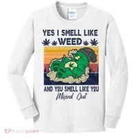 Bear Weed Marijuana 420 Smoker Yes I Smell Like Weed Kids Long Sleeve Shirt thumb 0