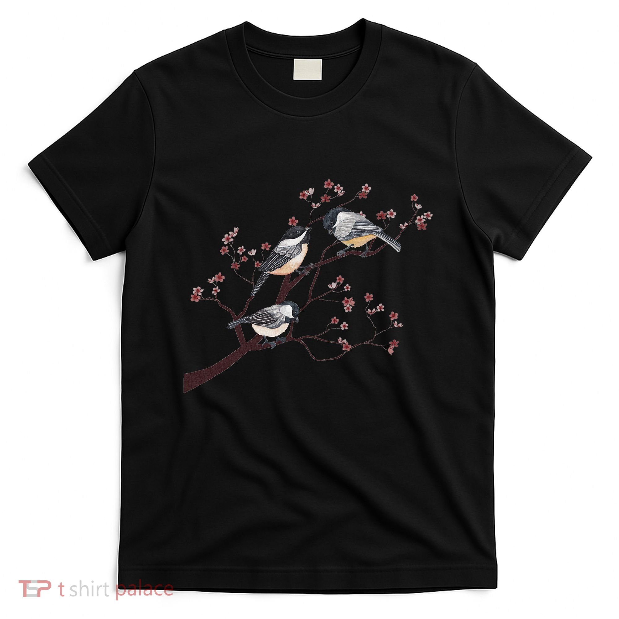 Bird Watching Nature Animal Vintage Blossom Chickadee T-Shirt